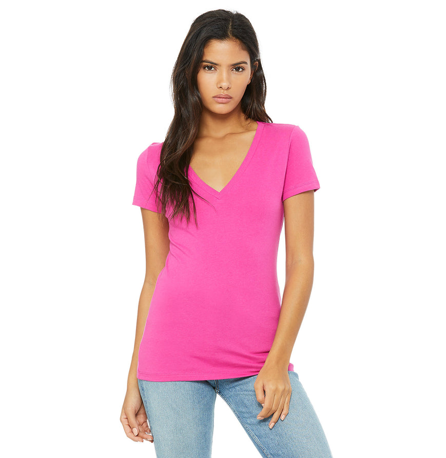 Bella + Canvas  Women's Jersey Short-Sleeve Deep V-Neck T-Shirt