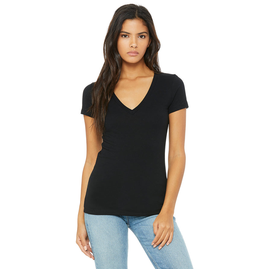 Bella + Canvas  Women's Jersey Short-Sleeve Deep V-Neck T-Shirt