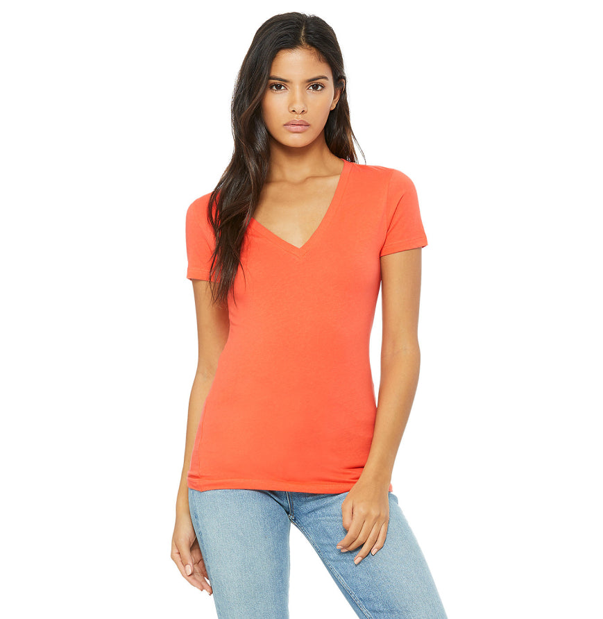 Bella + Canvas  Women's Jersey Short-Sleeve Deep V-Neck T-Shirt